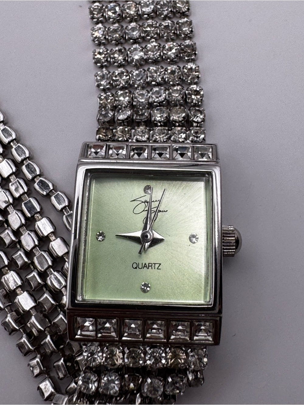 Suzanne Somers B1201 Green Dial Rhinestone Bracelet Quartz Watch